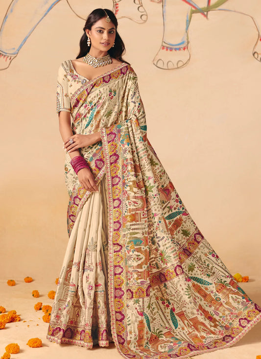Rangvi Designer Embroidered Dola Zari Silk Festive Saree