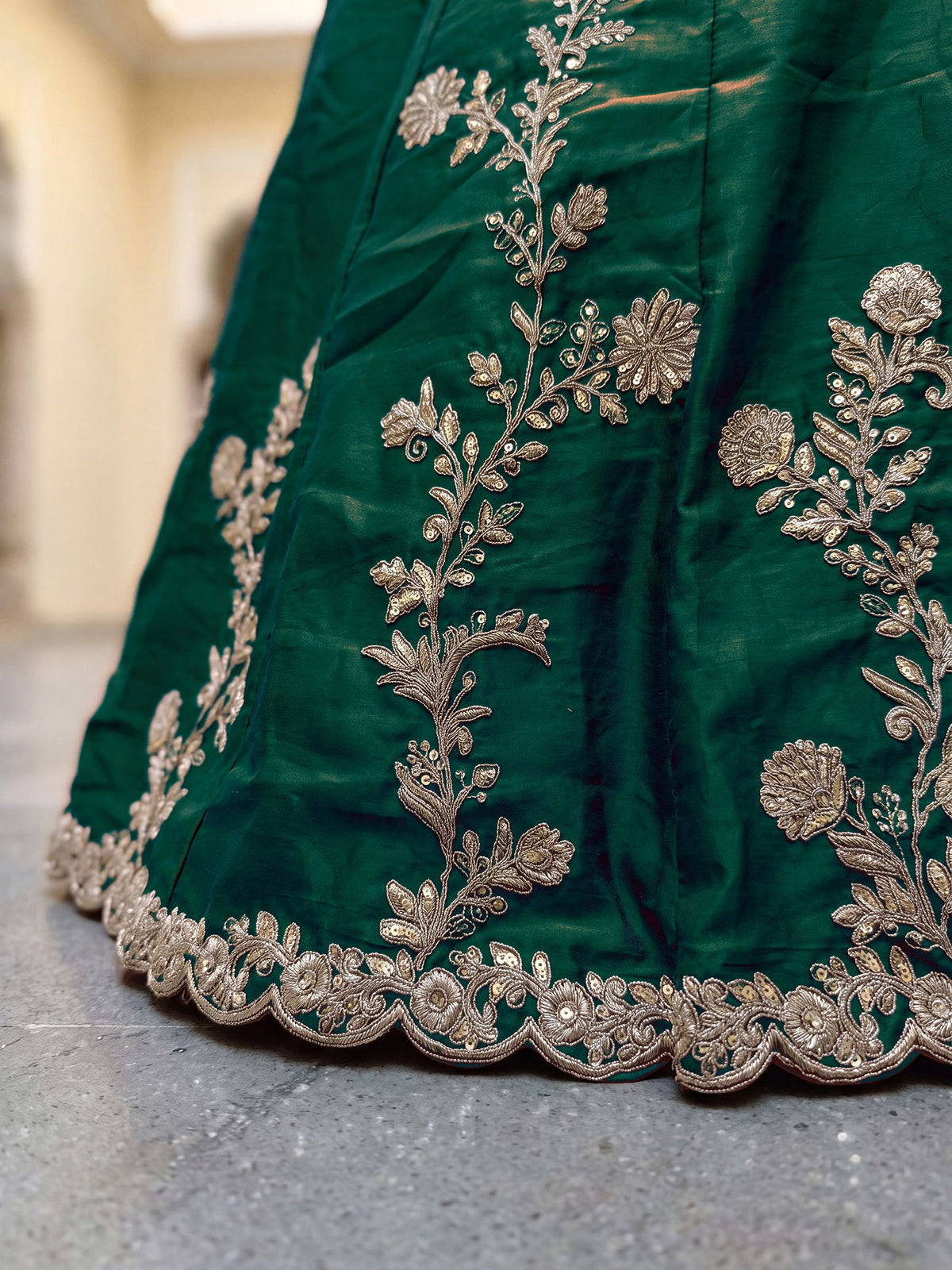 Green Rangoli Silk Lehenga Choli Semi-Stitched