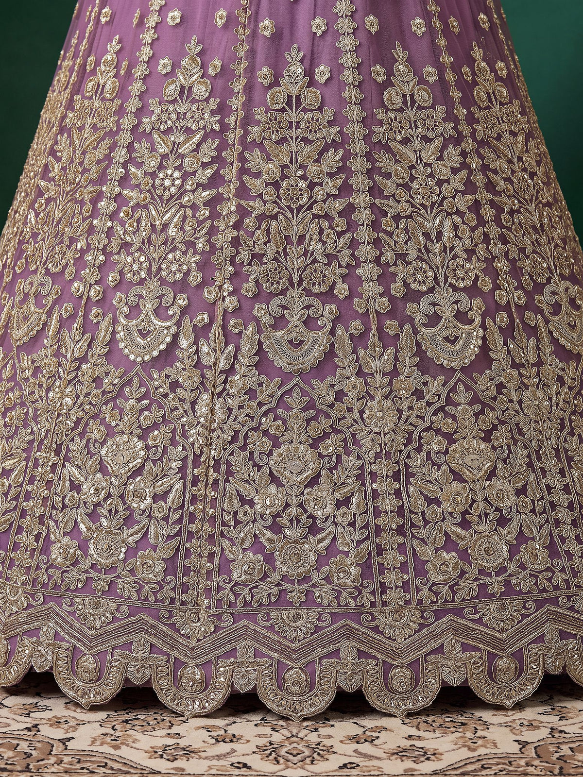 Purple Soft Net Semi-Stitched Lehenga Choli with Dupatta