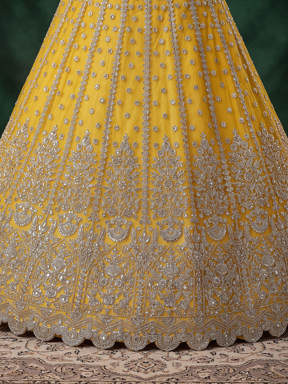 Yellow Soft Net Semi-Stitched Lehenga Choli with Dupatta