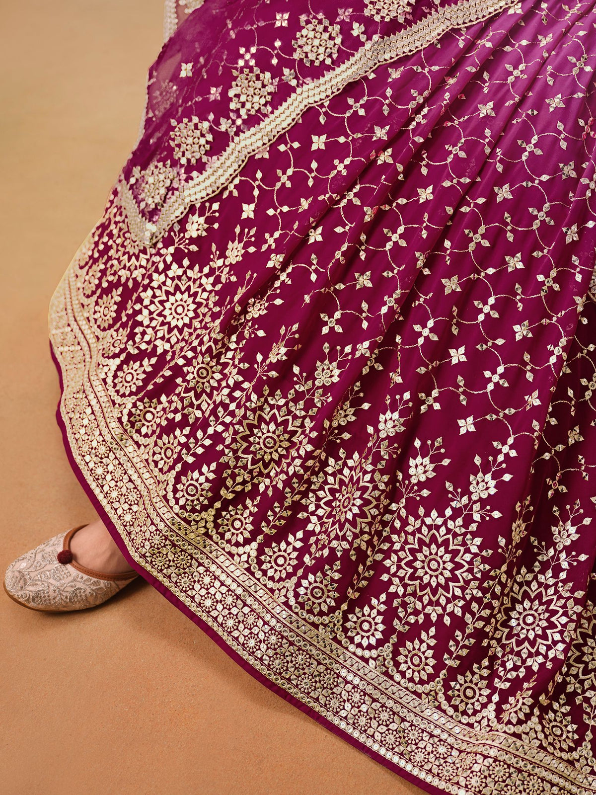 Red Pink Georgette Semi-Stitched Lehenga Choli with Soft Net Dupatta