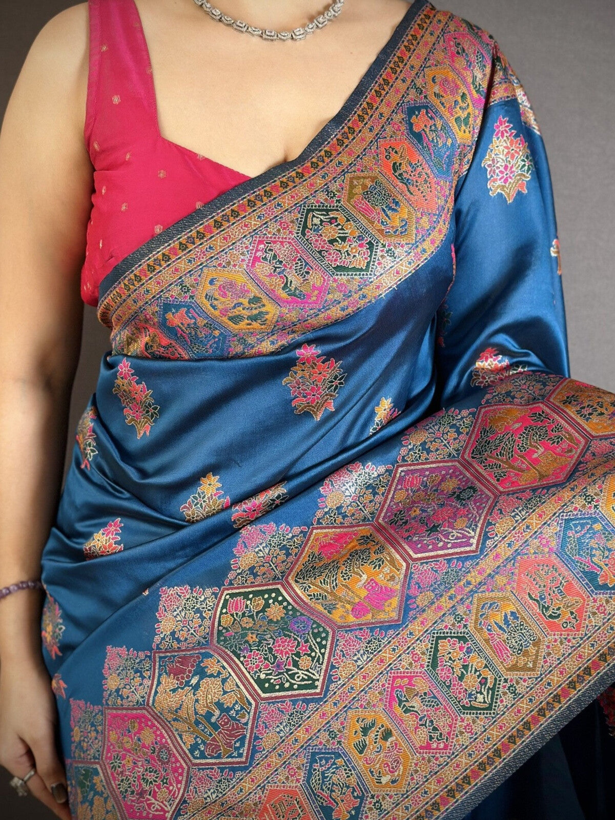 Woven Design Pashmina Saree.