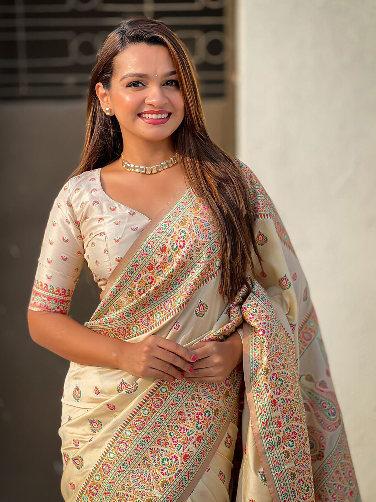Woven Design Pashmina Saree.