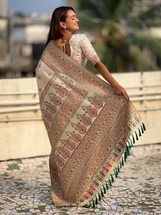 Woven Design Pashmina Saree.