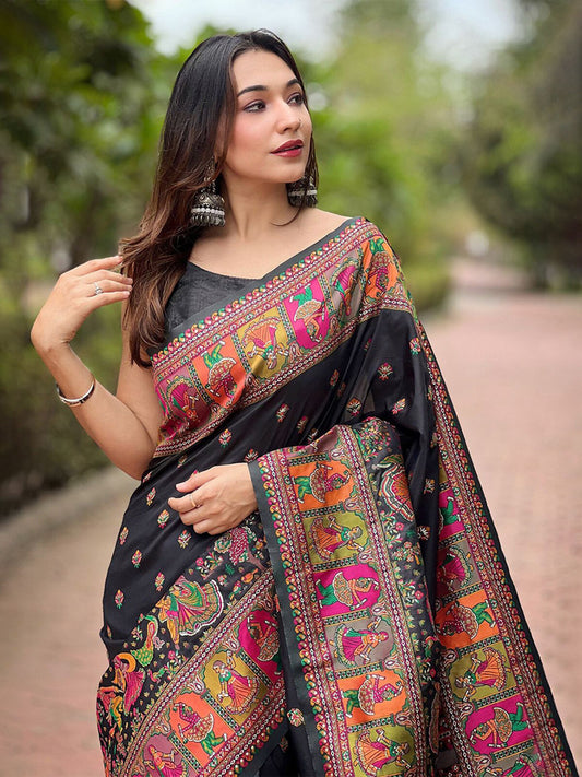 Woven Design Pashmina Silk Saree.
