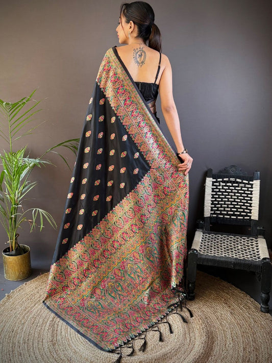 Woven Design Pashmina Silk Zari Saree.