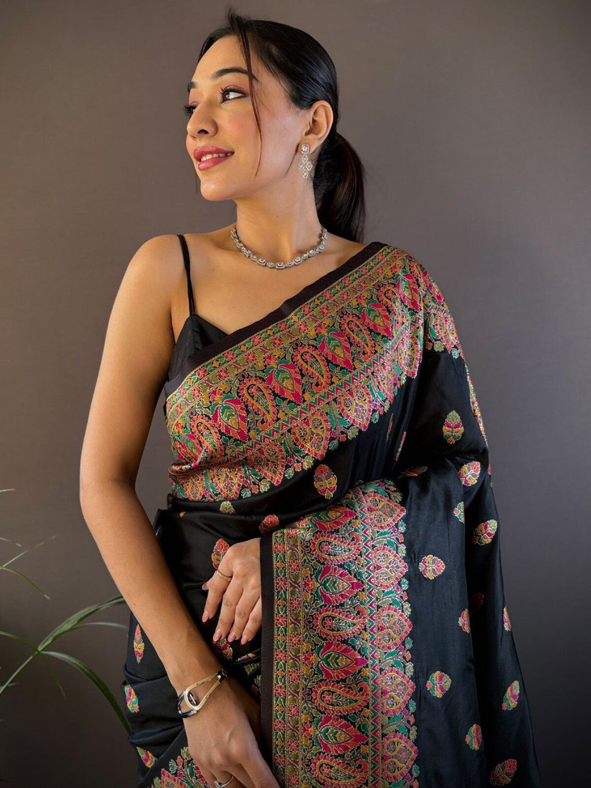 Woven Design Pashmina Silk Zari Saree.
