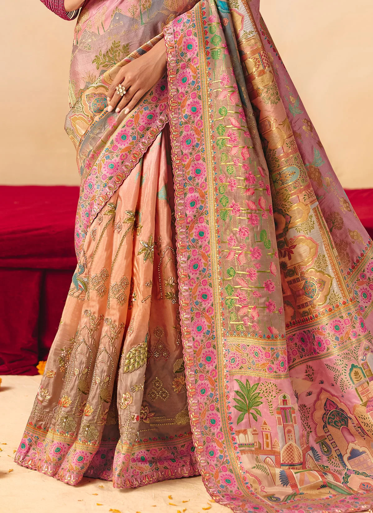 Rangvi Designer Embroidered Dola Zari  Silk Festive Saree