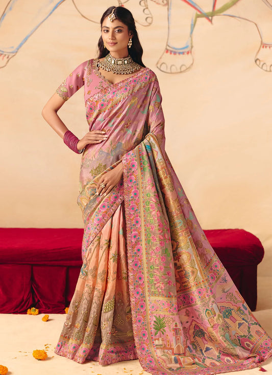 Rangvi Designer Embroidered Dola Zari  Silk Festive Saree