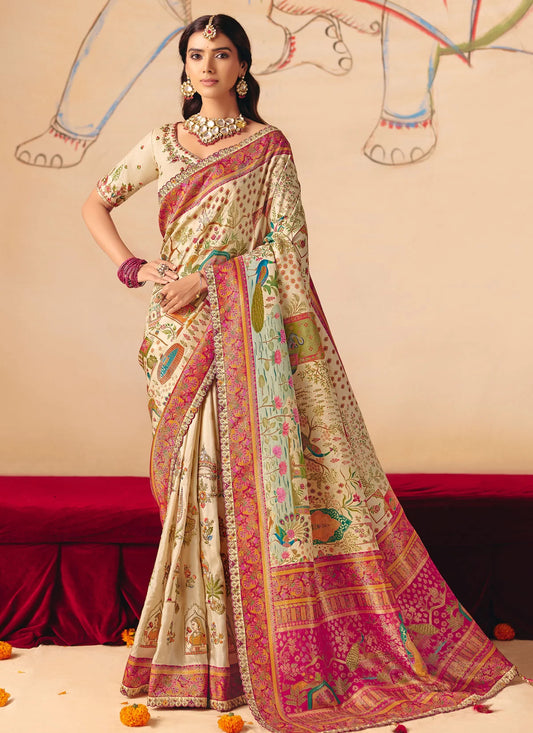 Rangvi Designer Embroidered Dola Zari Silk Festive Saree