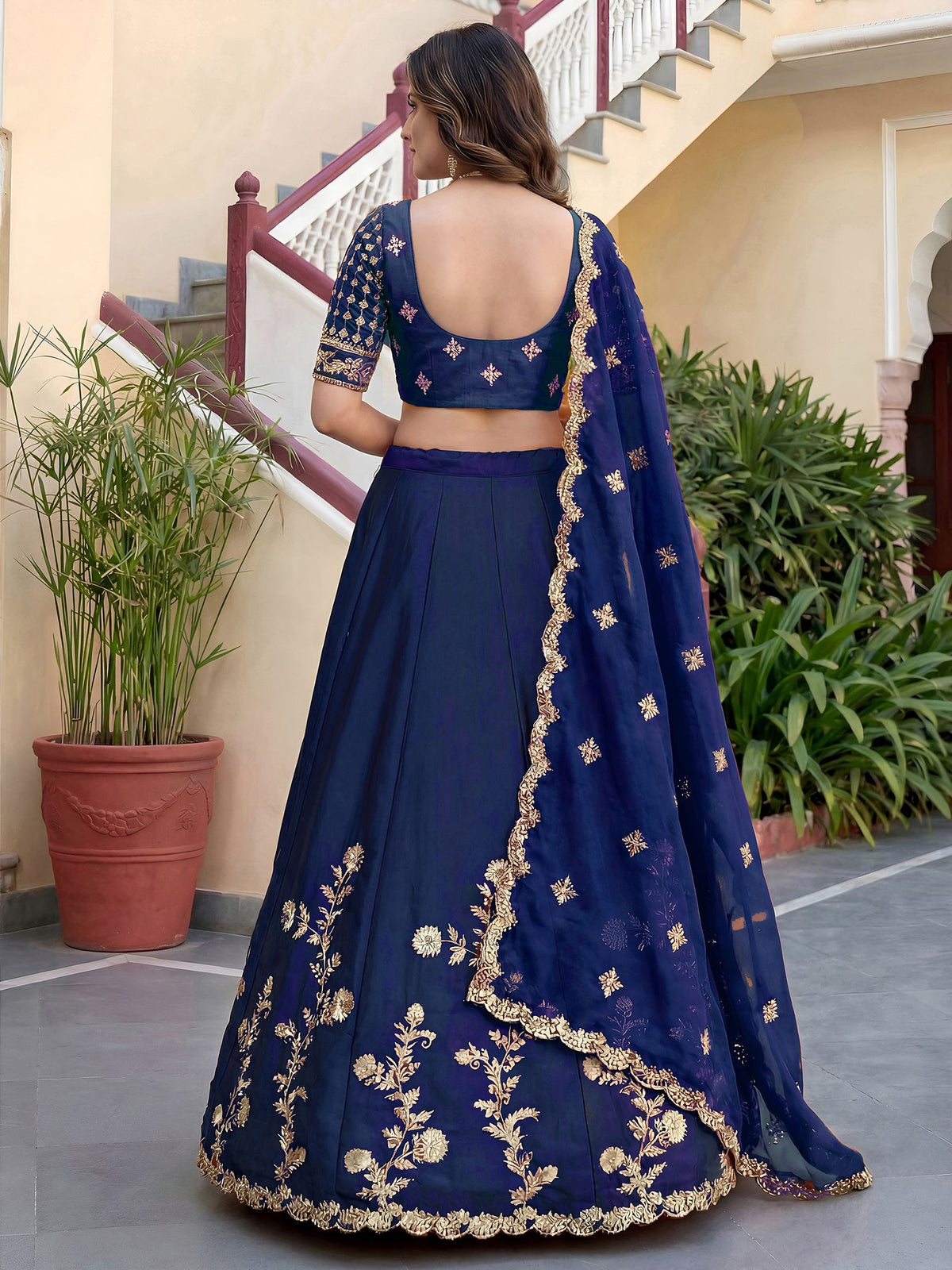 Blue Rangoli Silk Lehenga Choli Semi-Stitched