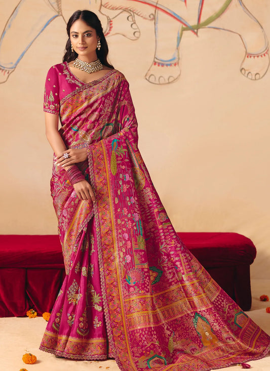 Rangvi Designer Embroidered Dola Zari Silk Festive Saree