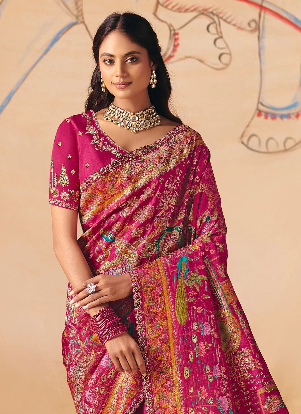 Rangvi Designer Embroidered Dola Zari Silk Festive Saree