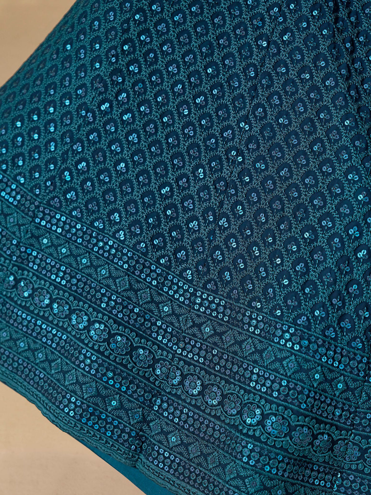 Blue Georgette Semi-Stitched Lehenga Choli with Soft Net Dupatta