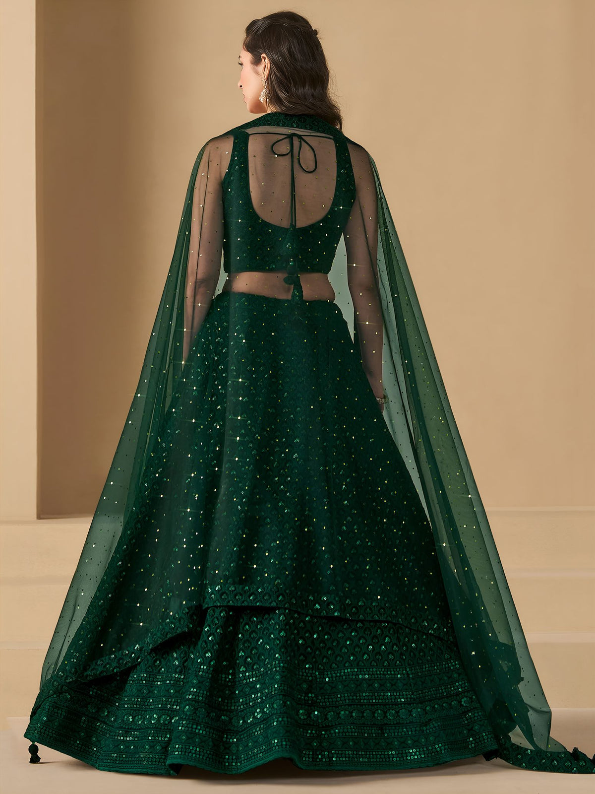 Green Georgette Semi-Stitched Lehenga Choli with Soft Net Dupatta