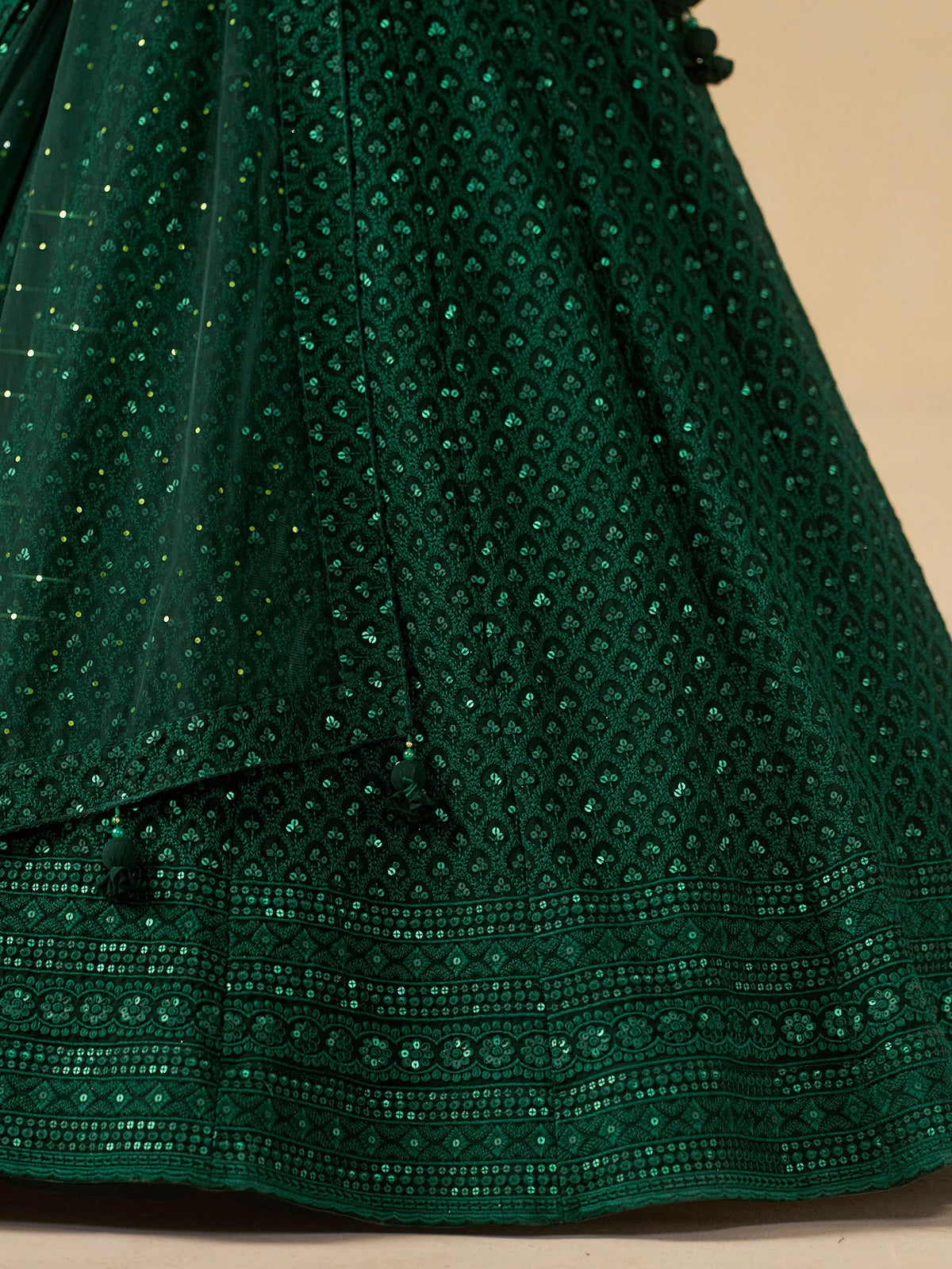 Green Georgette Semi-Stitched Lehenga Choli with Soft Net Dupatta