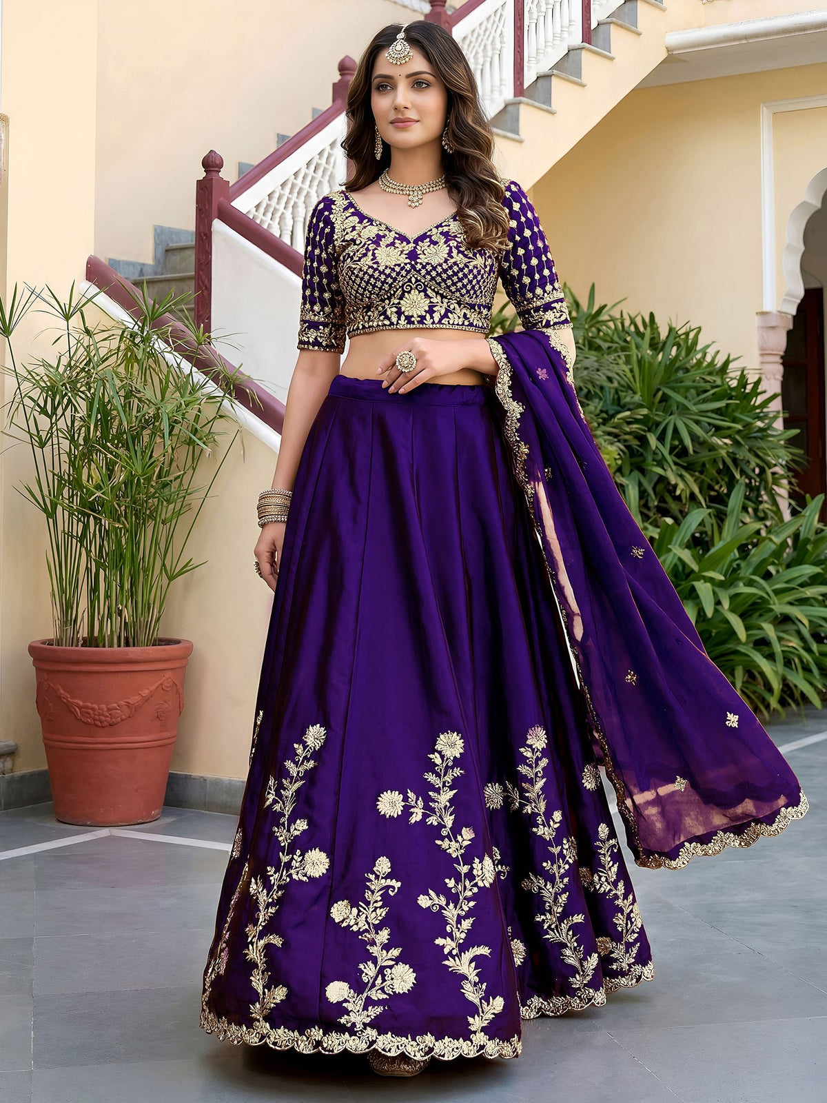 Purple Rangoli Silk Lehenga Choli Semi-Stitched