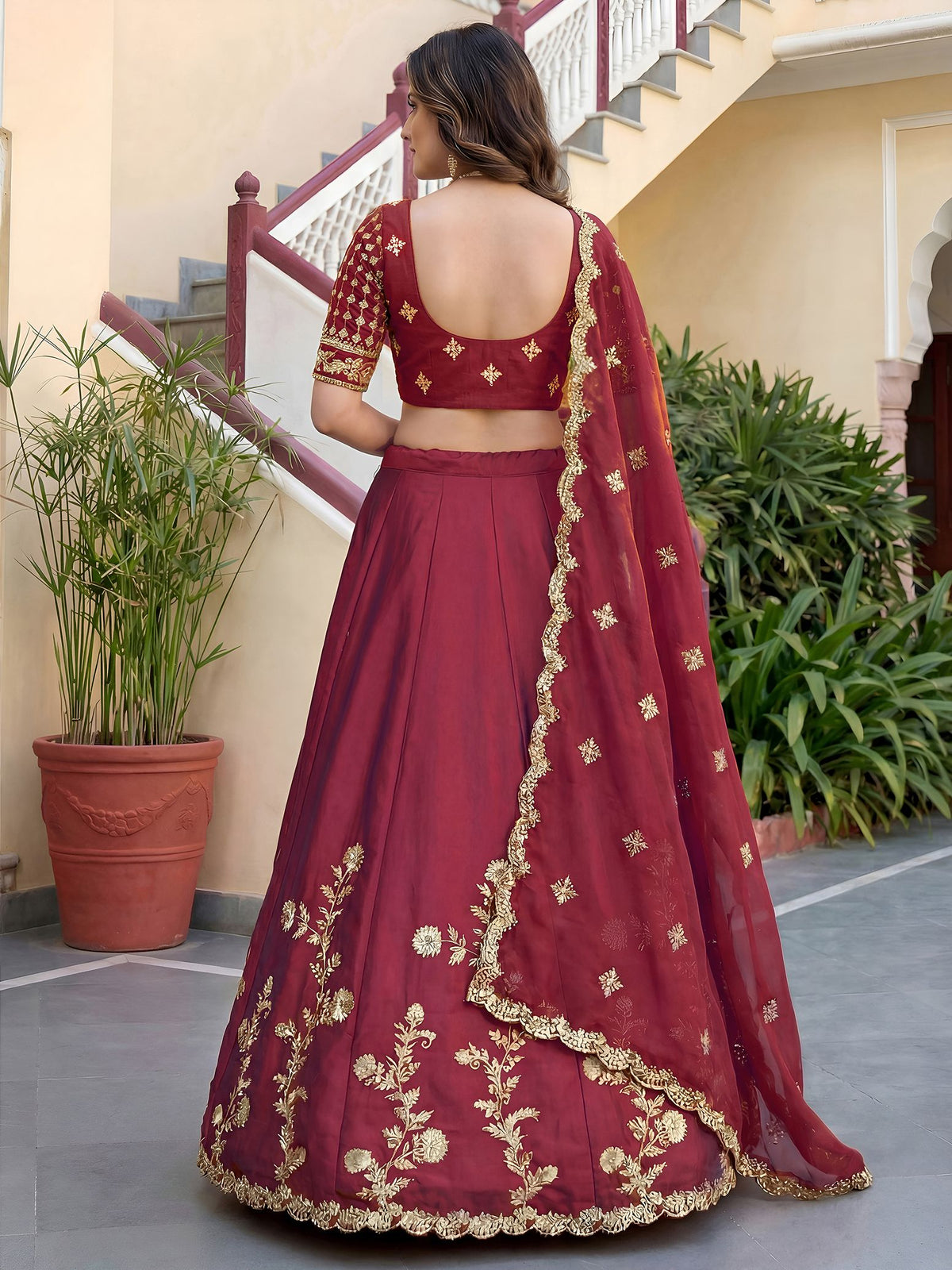 Maroon Rangoli Silk Lehenga Choli Semi-Stitched