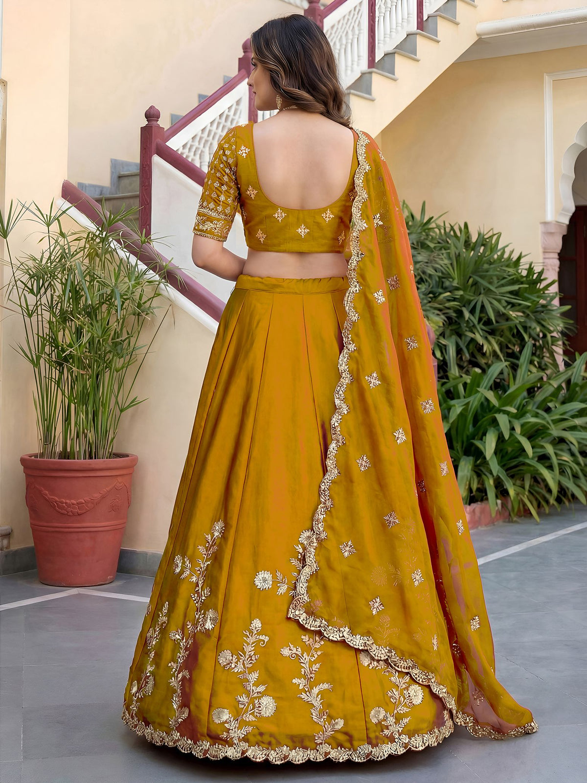 Yellow Rangoli Silk Lehenga Choli Semi-Stitched