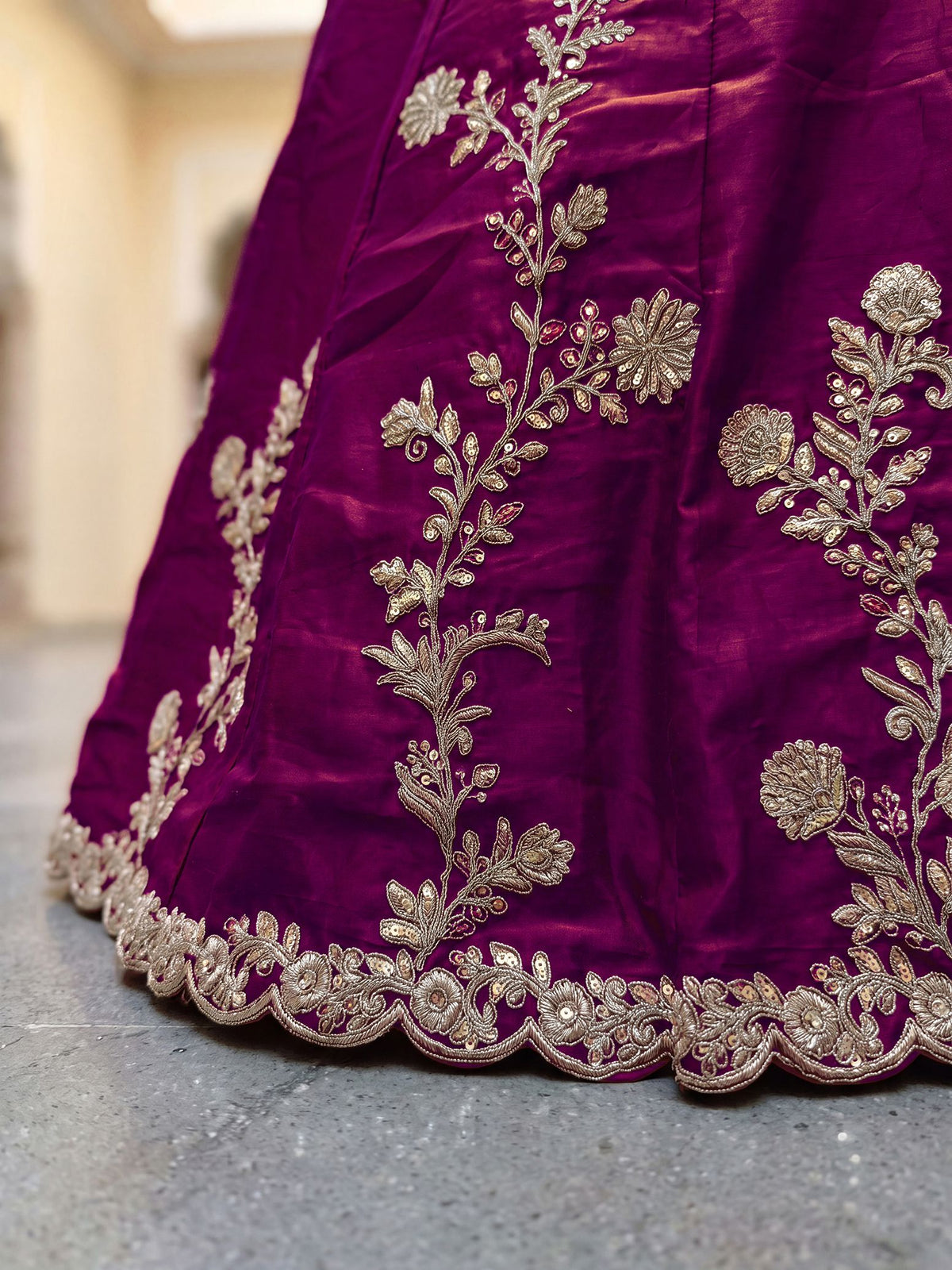 Wine Rangoli Silk Lehenga Choli Semi-Stitched