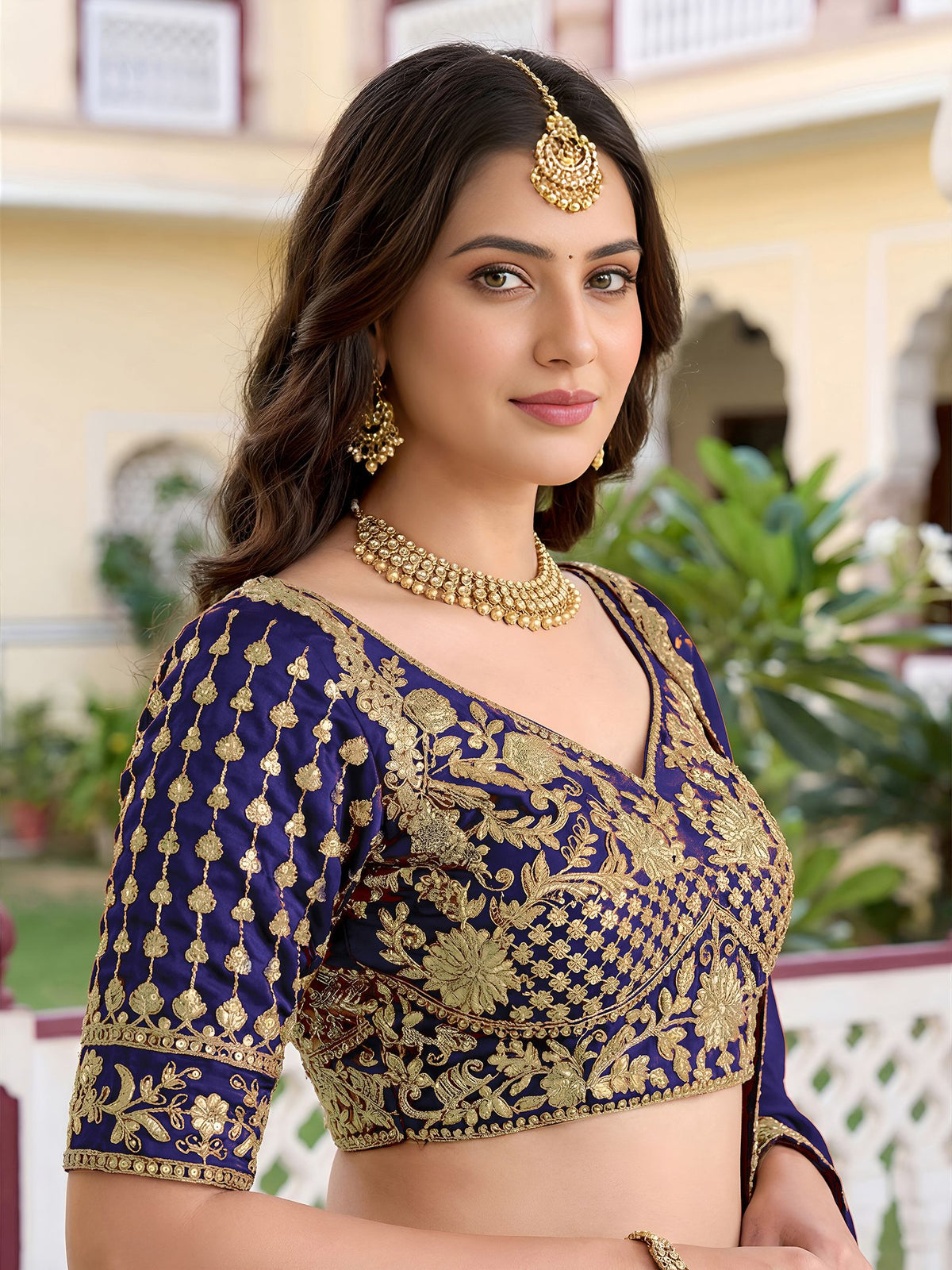 Blue Rangoli Silk Lehenga Choli Semi-Stitched