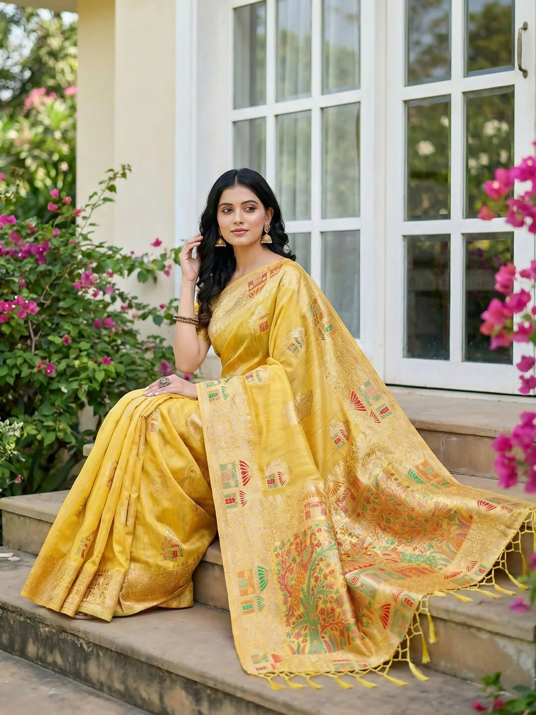 Rangvi Linen Grace Premium Linen Cotton Elegant Saree