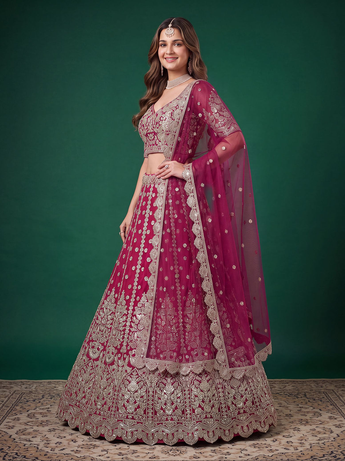 Pink Soft Net Semi-Stitched Lehenga Choli with Dupatta