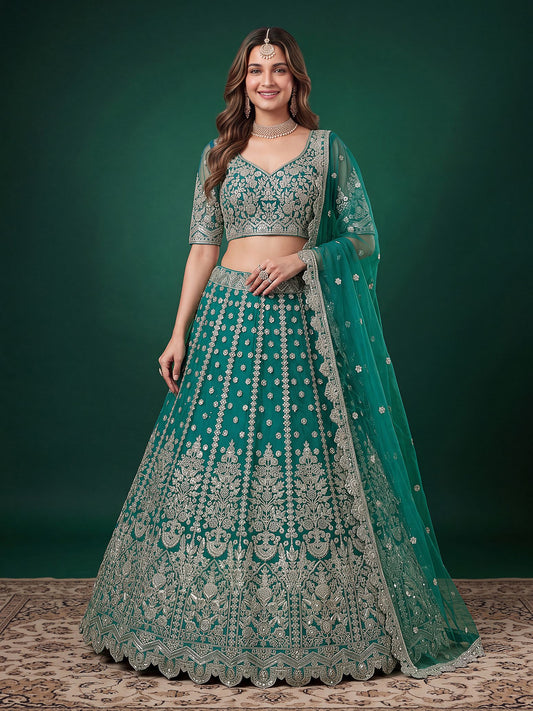 Rama Soft Net Semi-Stitched Lehenga Choli with Dupatta