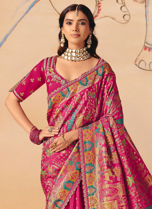 Rangvi Designer Embroidered Dola Zari Silk Festive Saree