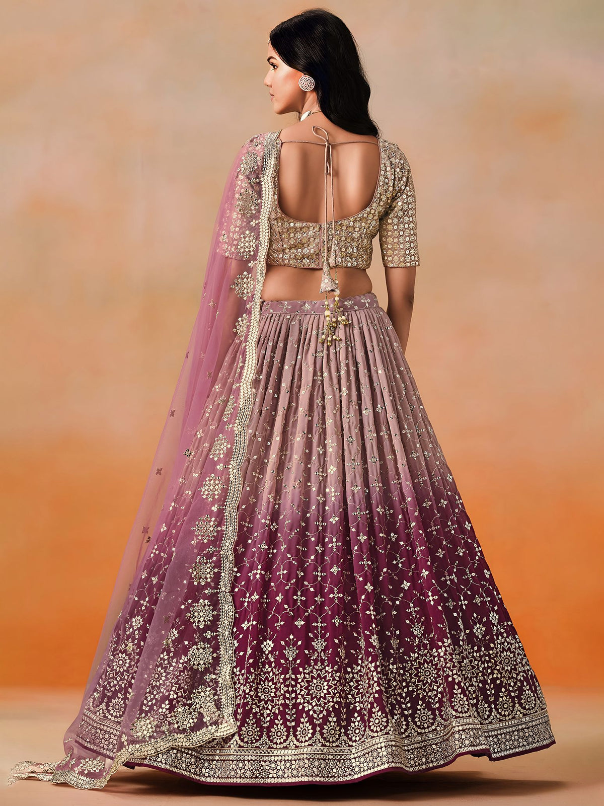 Maroon Georgette Semi-Stitched Lehenga Choli with Soft Net Dupatta