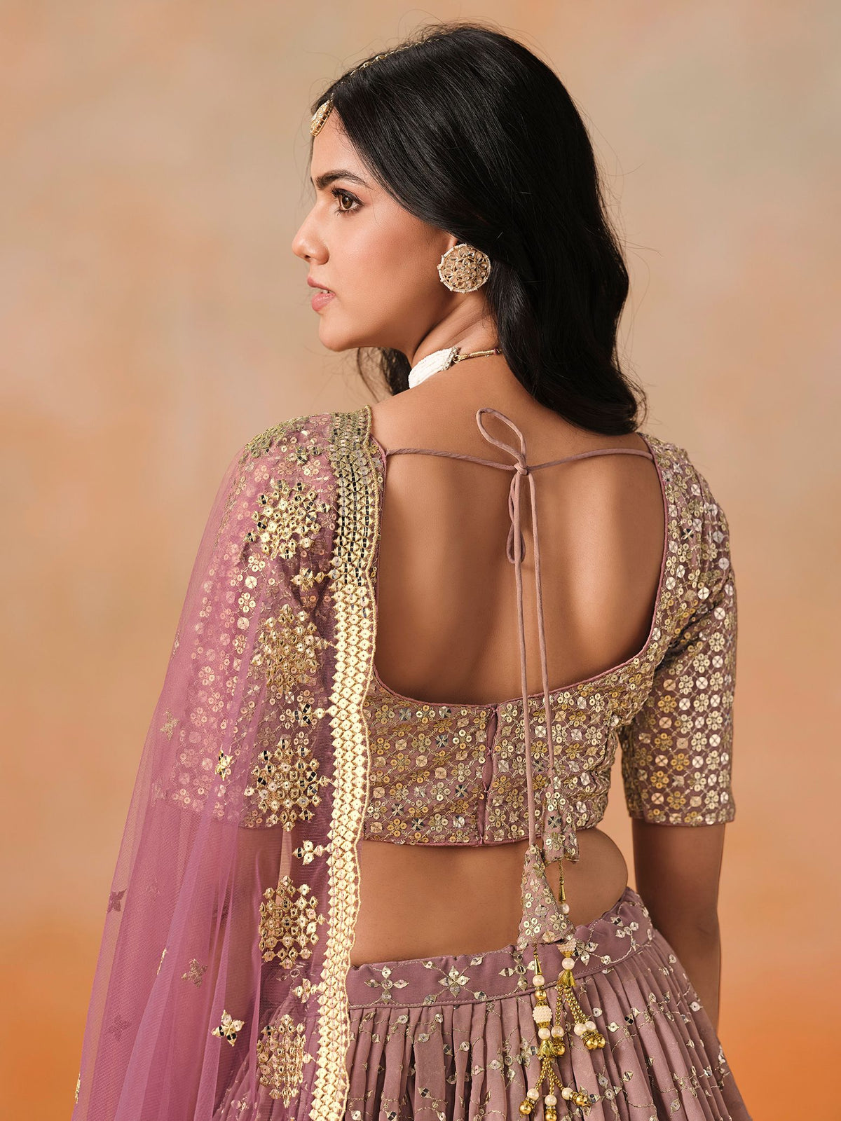 Maroon Georgette Semi-Stitched Lehenga Choli with Soft Net Dupatta