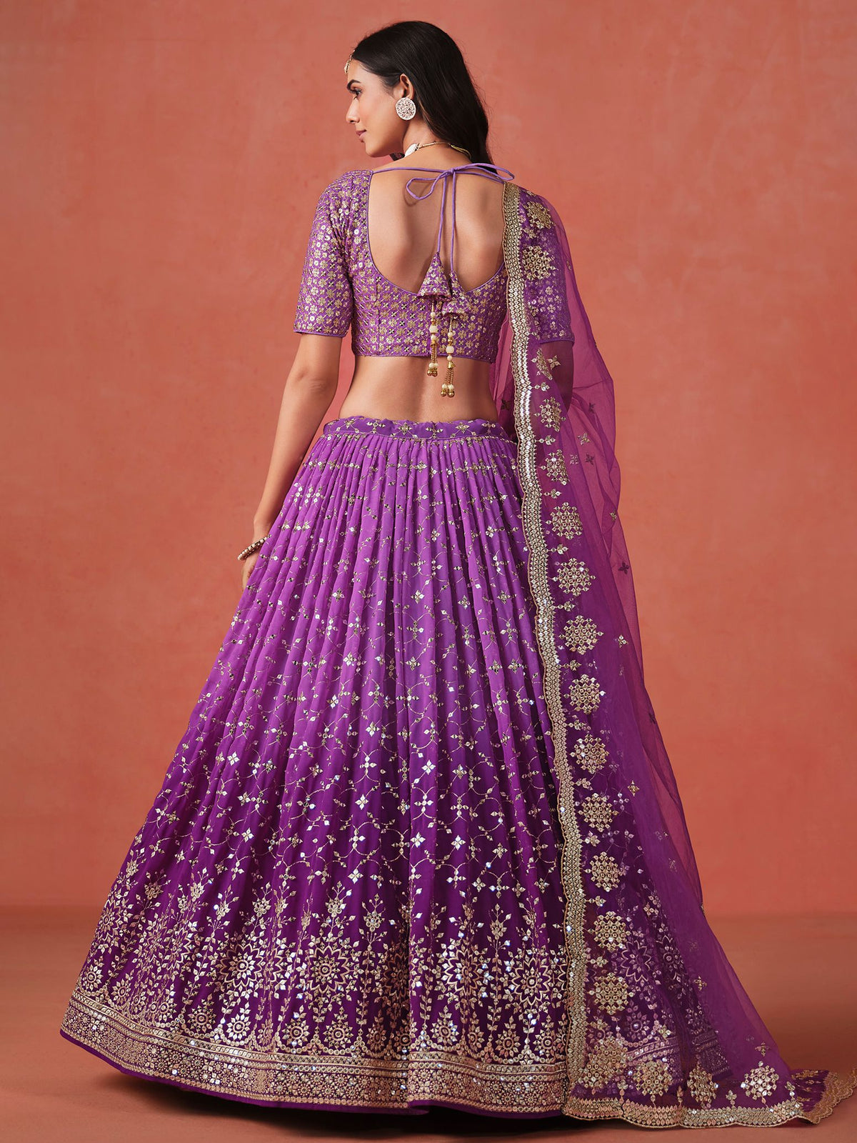Purple Georgette Semi-Stitched Lehenga Choli with Soft Net Dupatta
