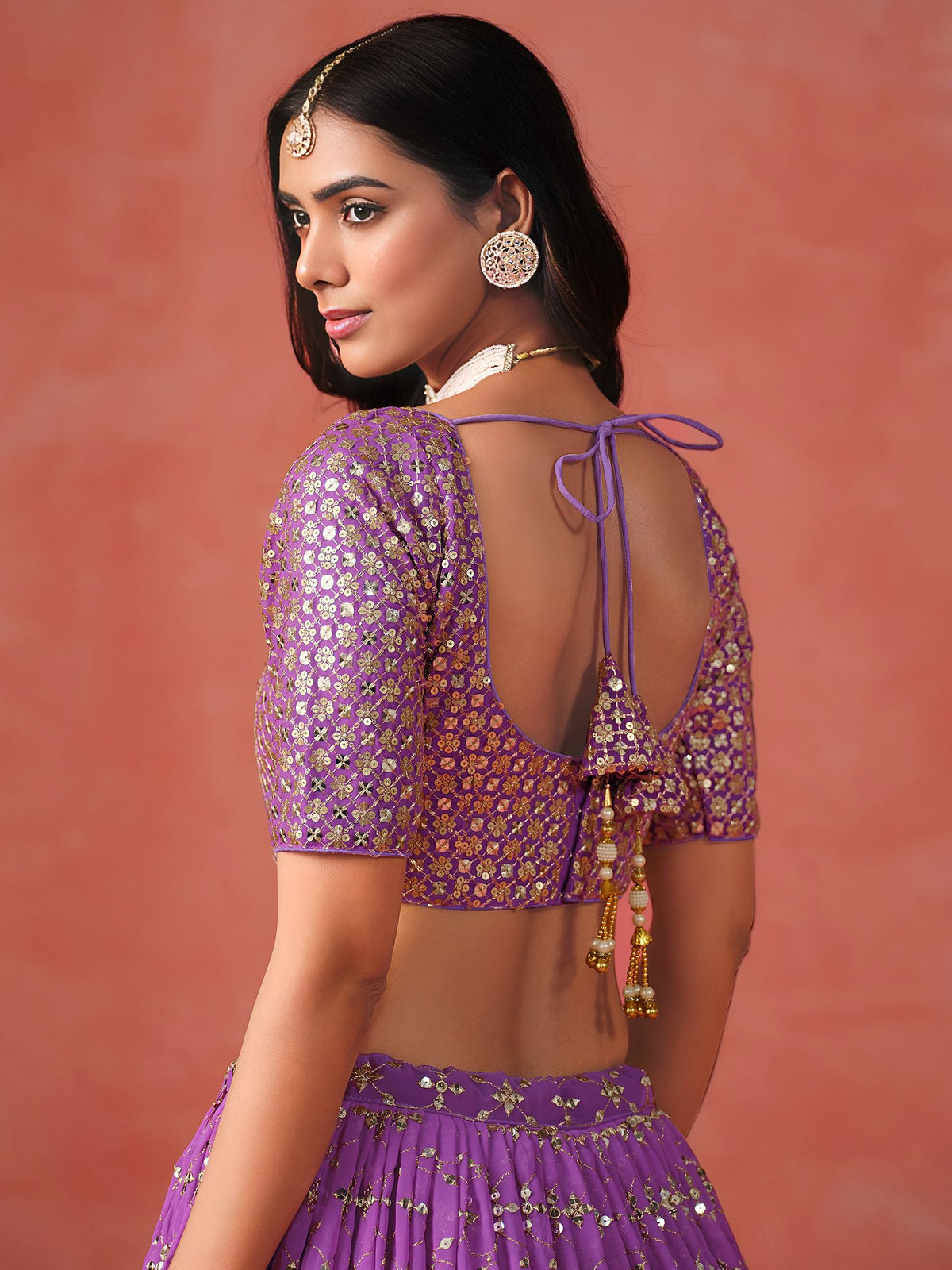 Purple Georgette Semi-Stitched Lehenga Choli with Soft Net Dupatta