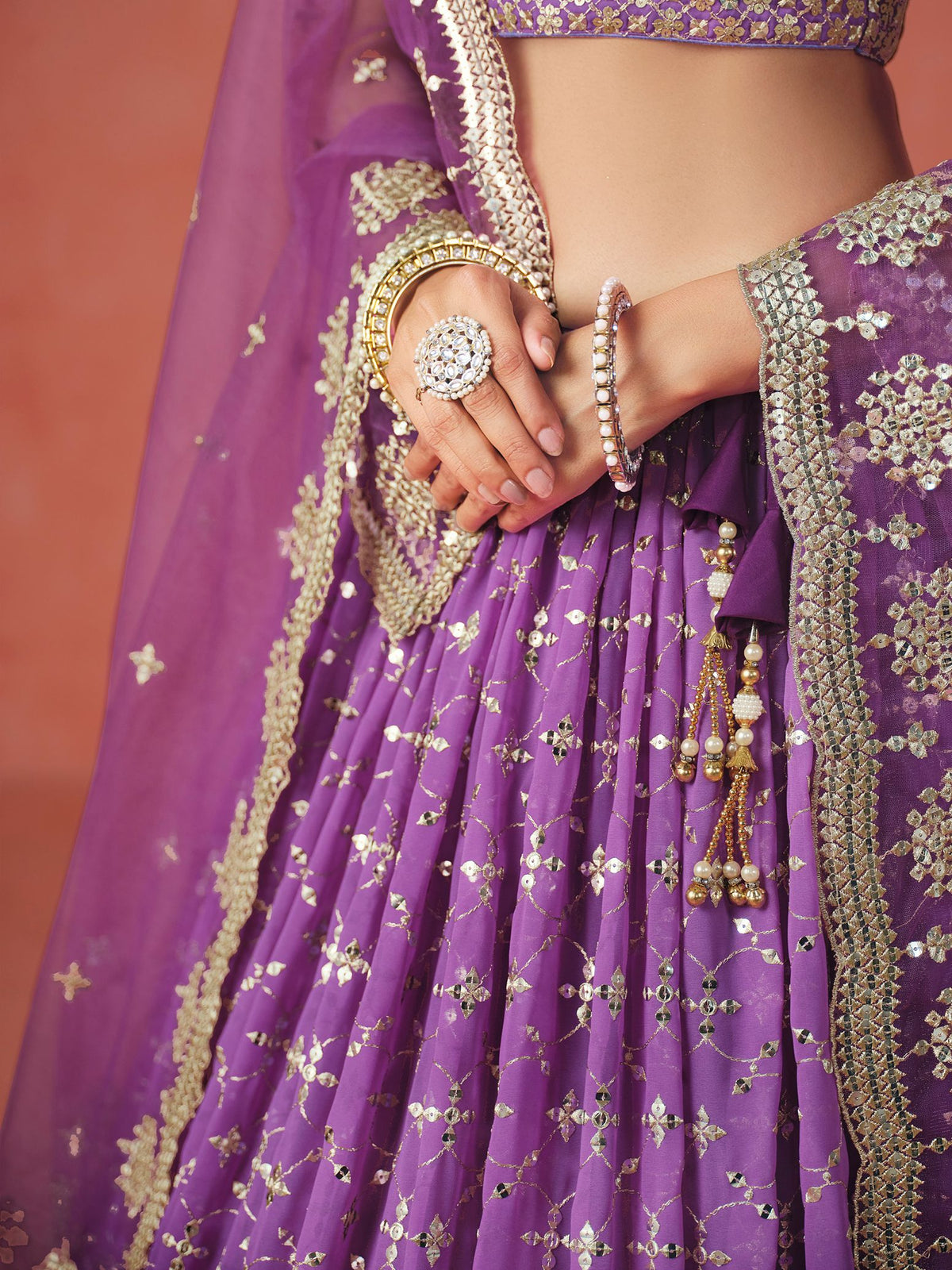 Purple Georgette Semi-Stitched Lehenga Choli with Soft Net Dupatta
