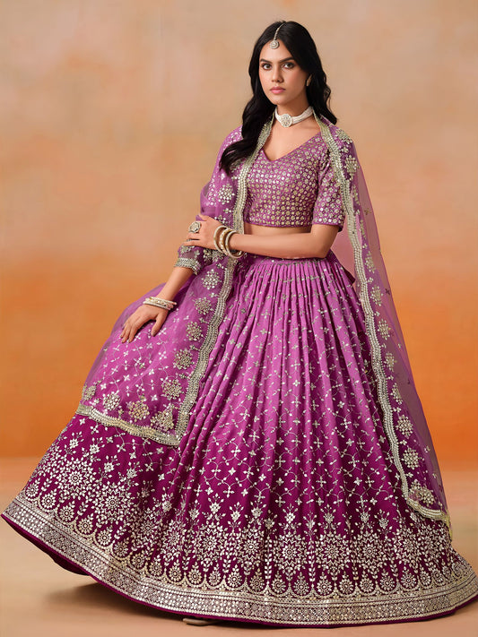 Rani Pink Georgette Semi-Stitched Lehenga Choli with Soft Net Dupatta