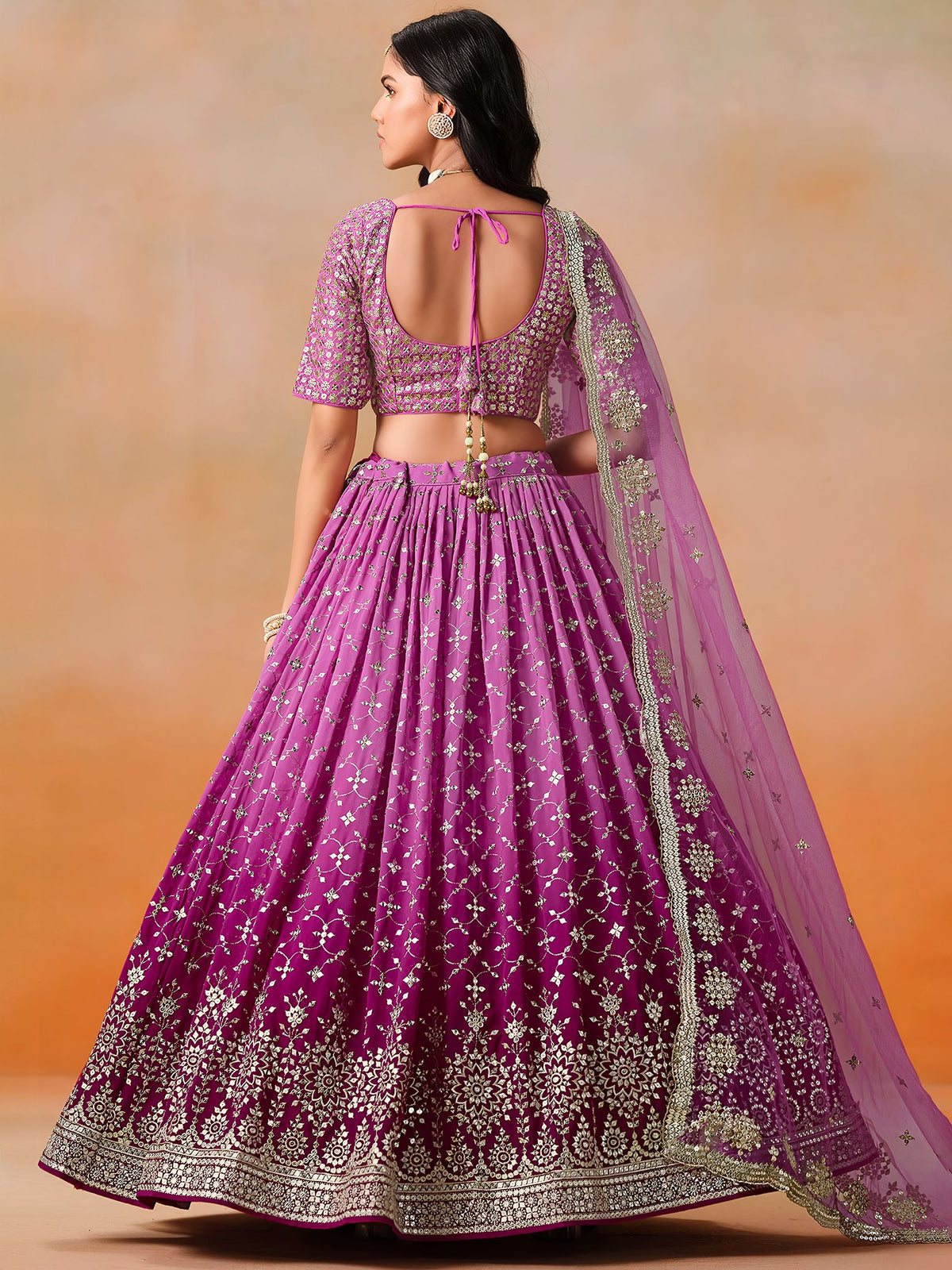Rani Pink Georgette Semi-Stitched Lehenga Choli with Soft Net Dupatta
