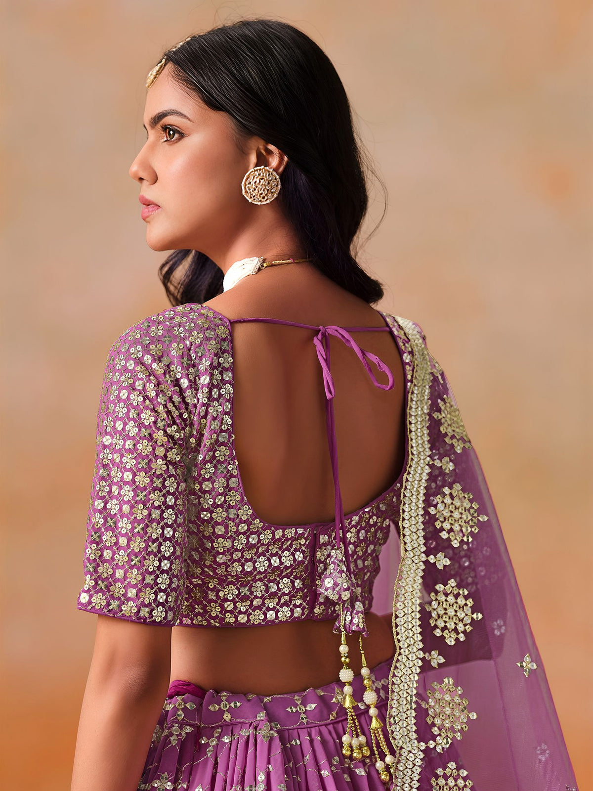 Rani Pink Georgette Semi-Stitched Lehenga Choli with Soft Net Dupatta