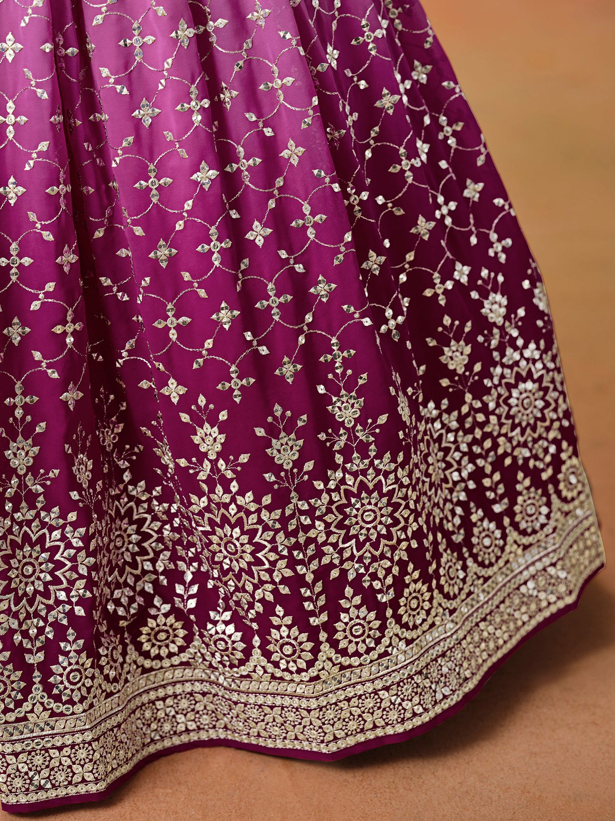 Rani Pink Georgette Semi-Stitched Lehenga Choli with Soft Net Dupatta