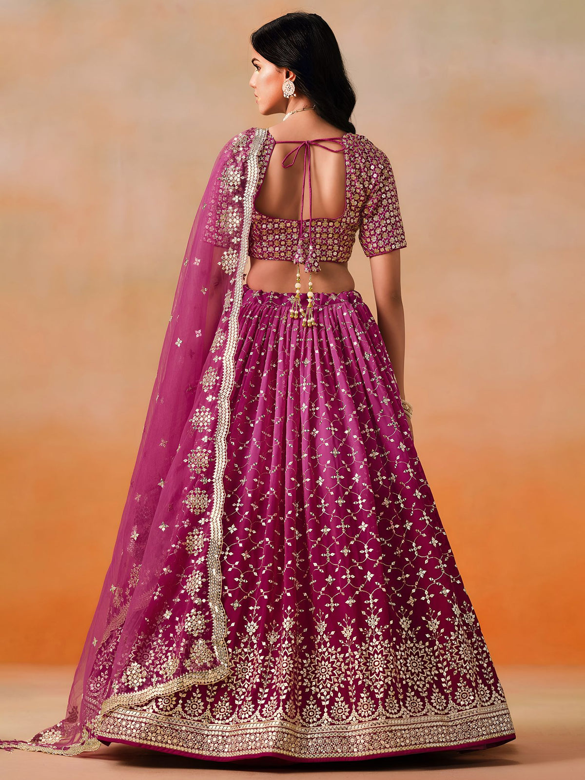 Red Pink Georgette Semi-Stitched Lehenga Choli with Soft Net Dupatta