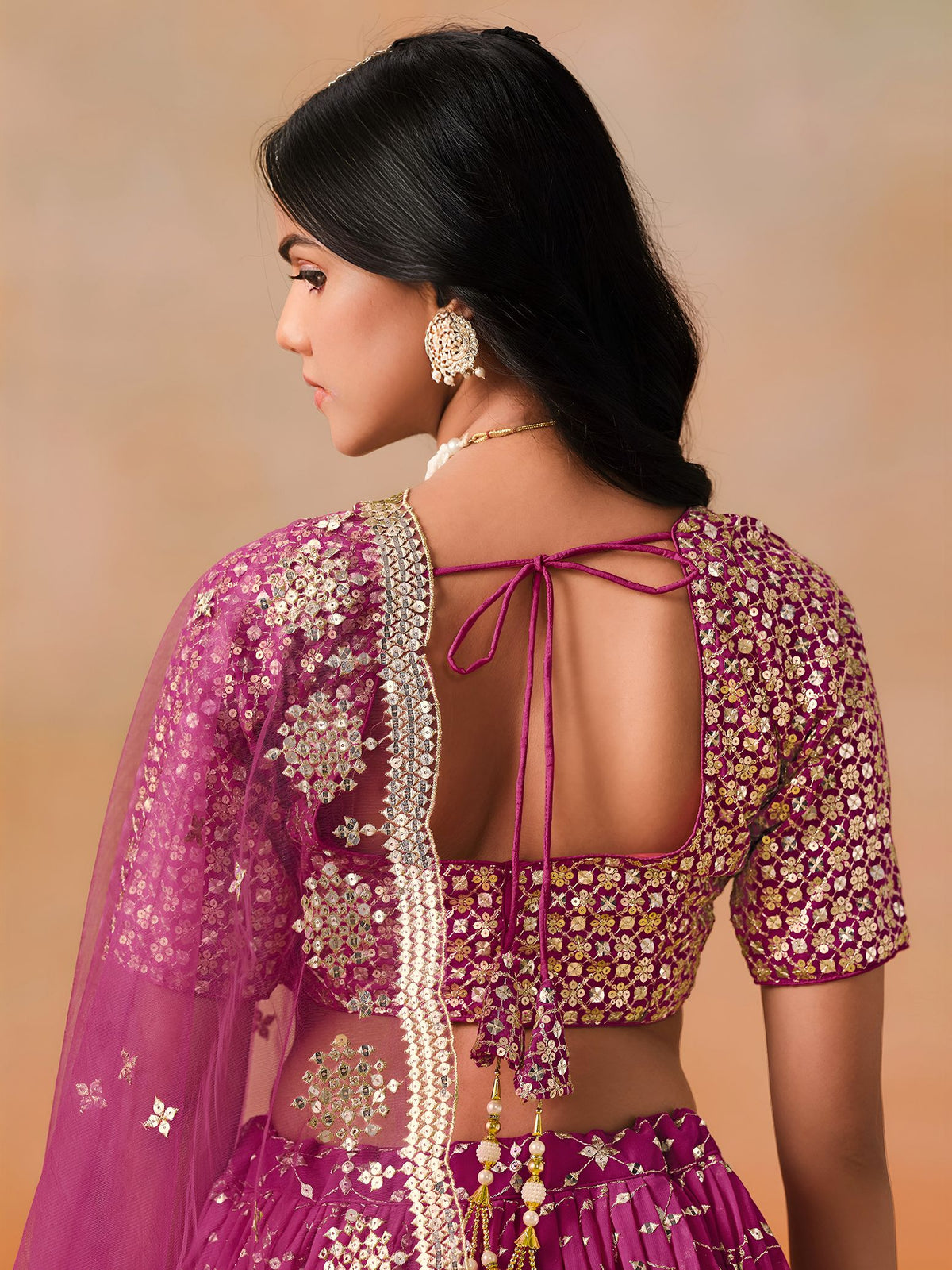 Red Pink Georgette Semi-Stitched Lehenga Choli with Soft Net Dupatta