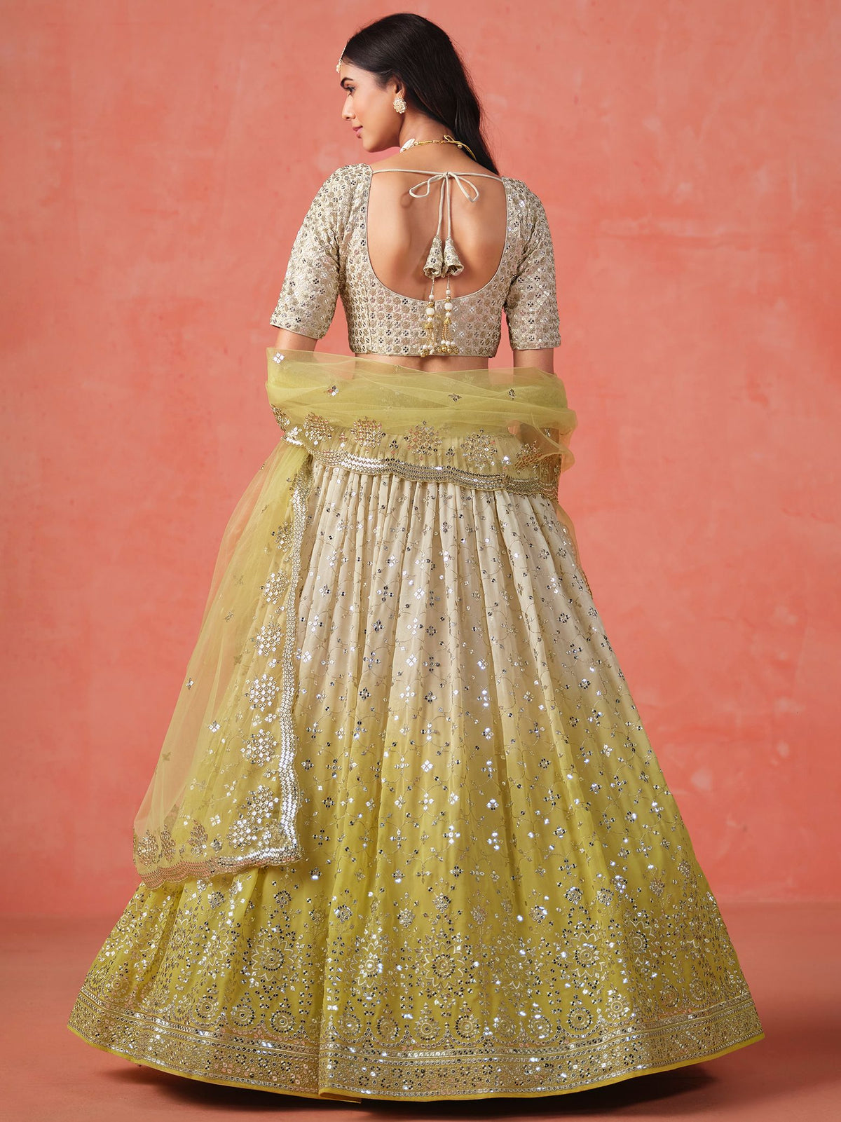 Yellow Georgette Semi-Stitched Lehenga Choli with Soft Net Dupatta