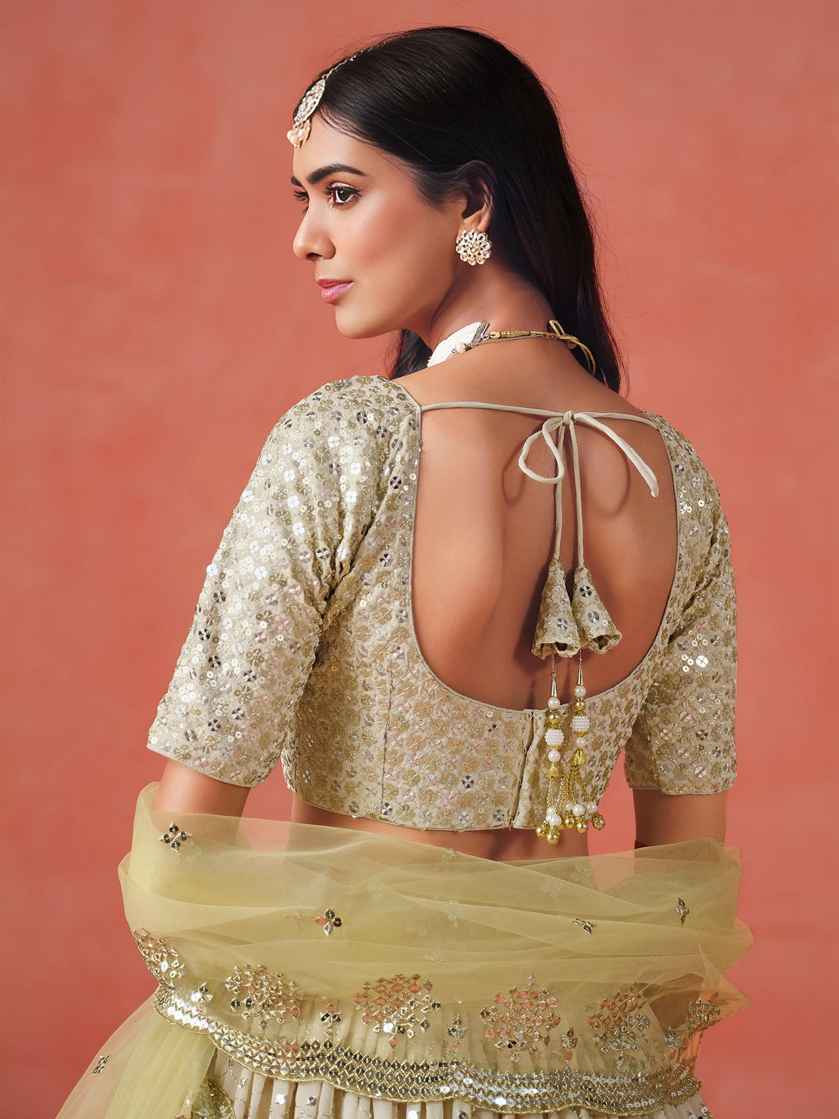 Yellow Georgette Semi-Stitched Lehenga Choli with Soft Net Dupatta