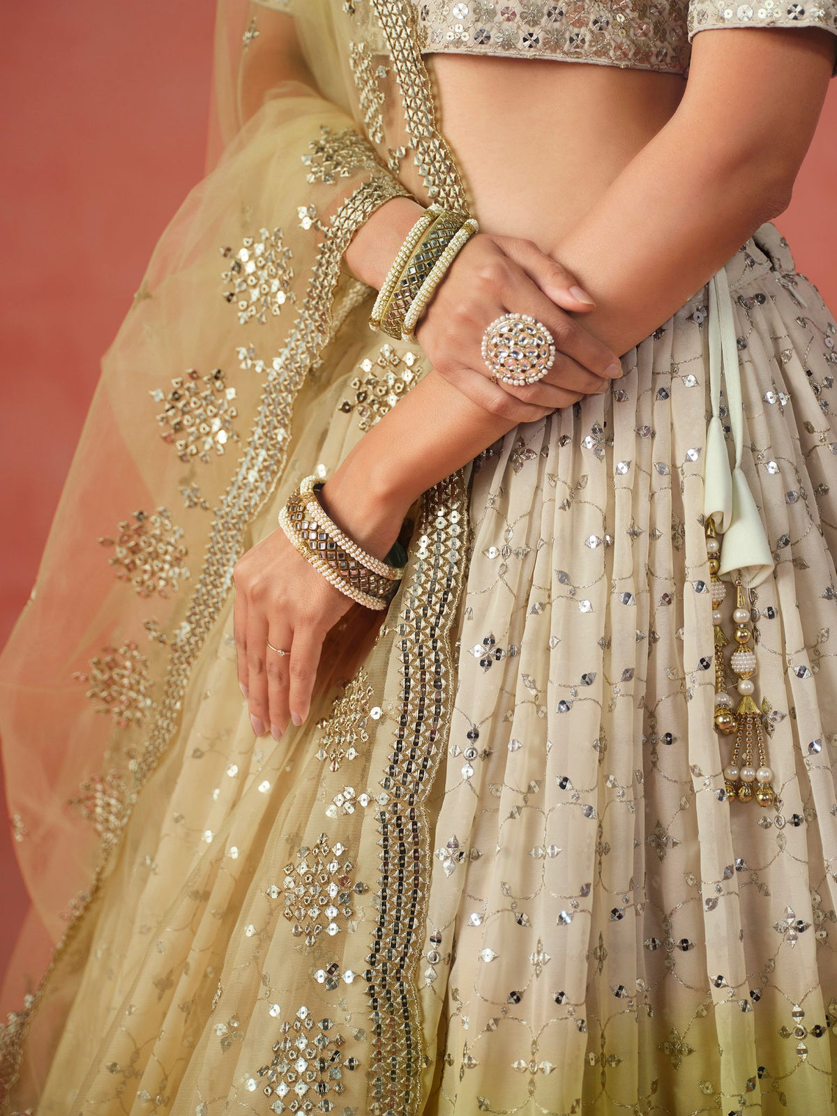 Yellow Georgette Semi-Stitched Lehenga Choli with Soft Net Dupatta