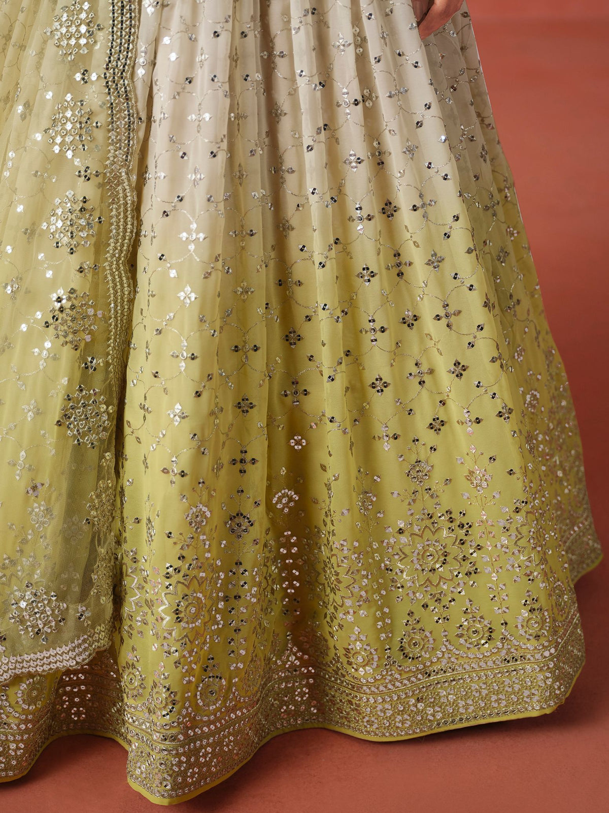 Yellow Georgette Semi-Stitched Lehenga Choli with Soft Net Dupatta