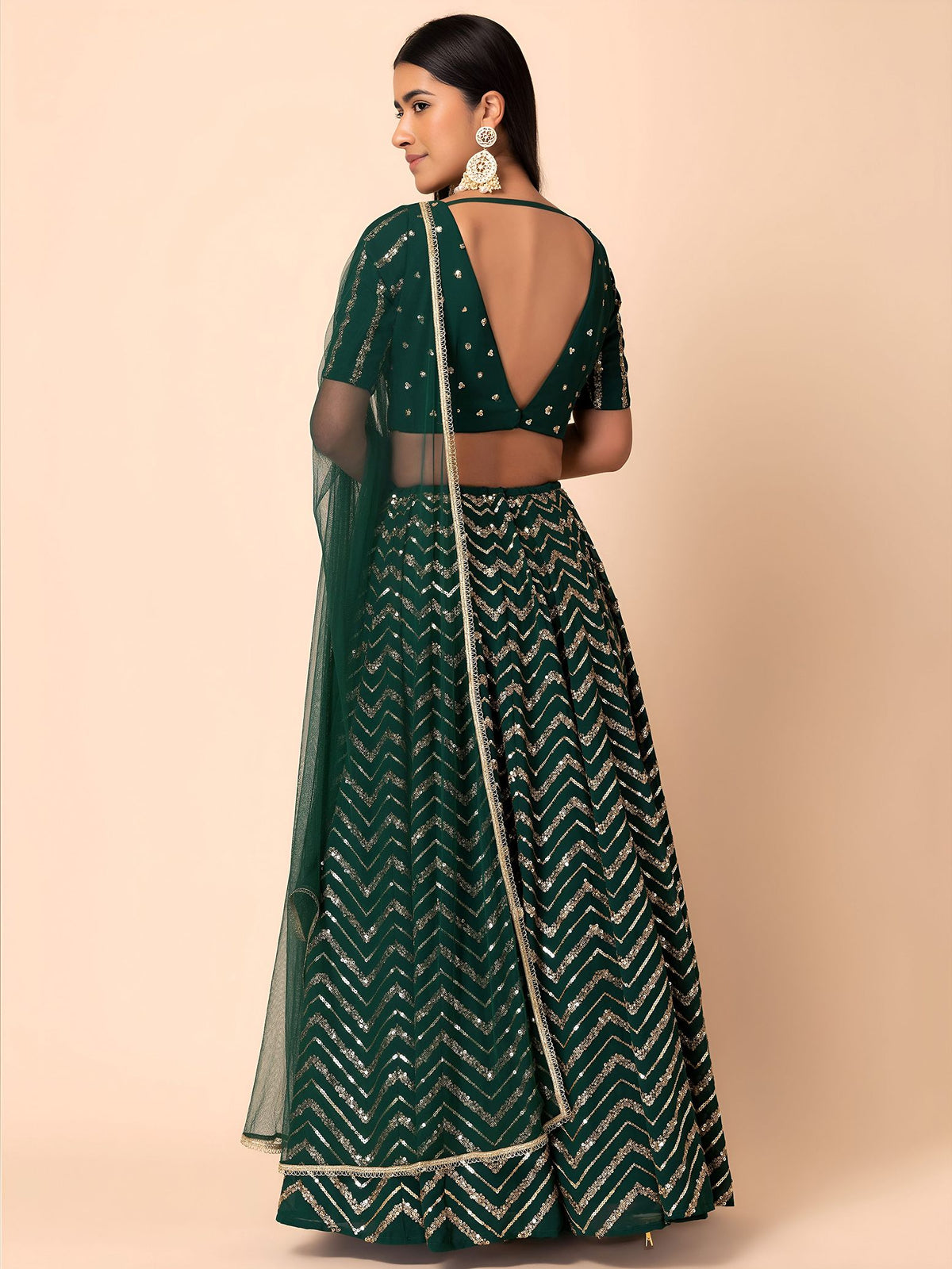 Green Georgette Semi-Stitched Lehenga Choli with Soft Net Dupatta