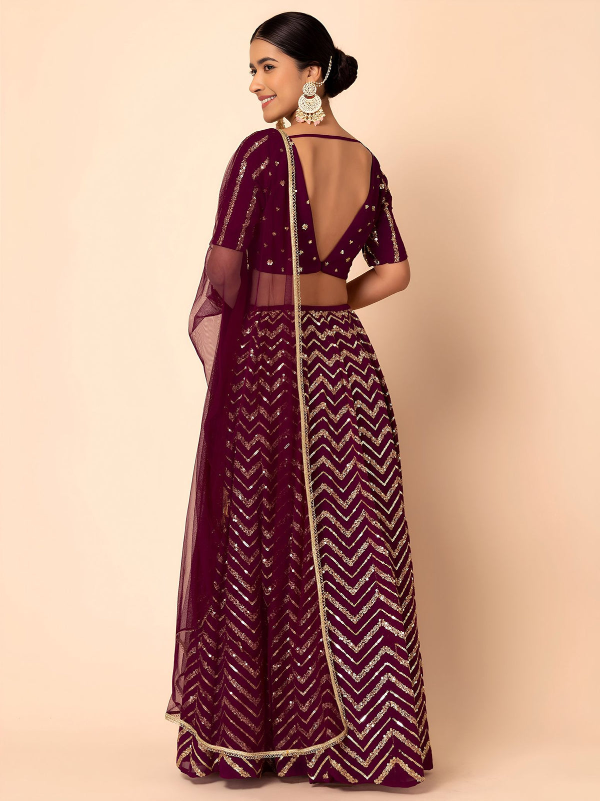 Maroon Georgette Semi-Stitched Lehenga Choli with Soft Net Dupatta