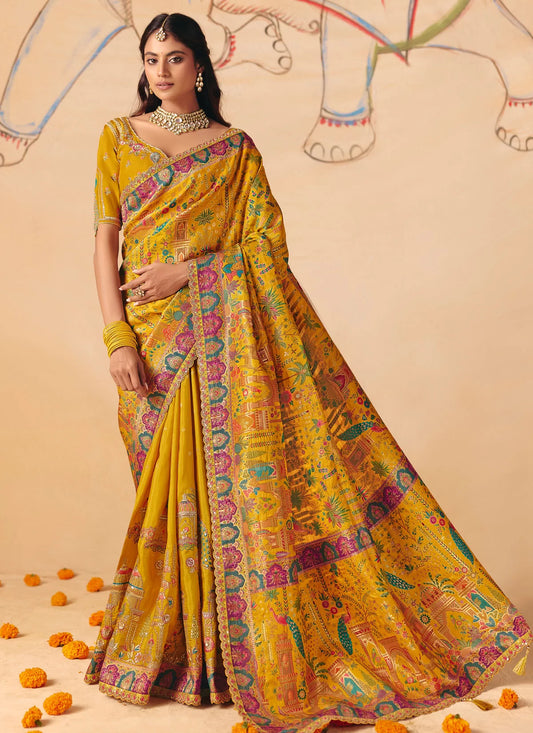 Rangvi Designer Embroidered Dola Zari Silk Festive Saree