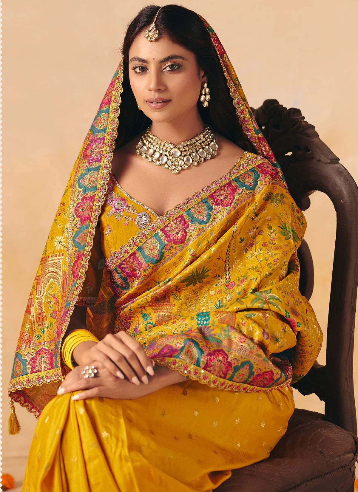 Rangvi Designer Embroidered Dola Zari Silk Festive Saree