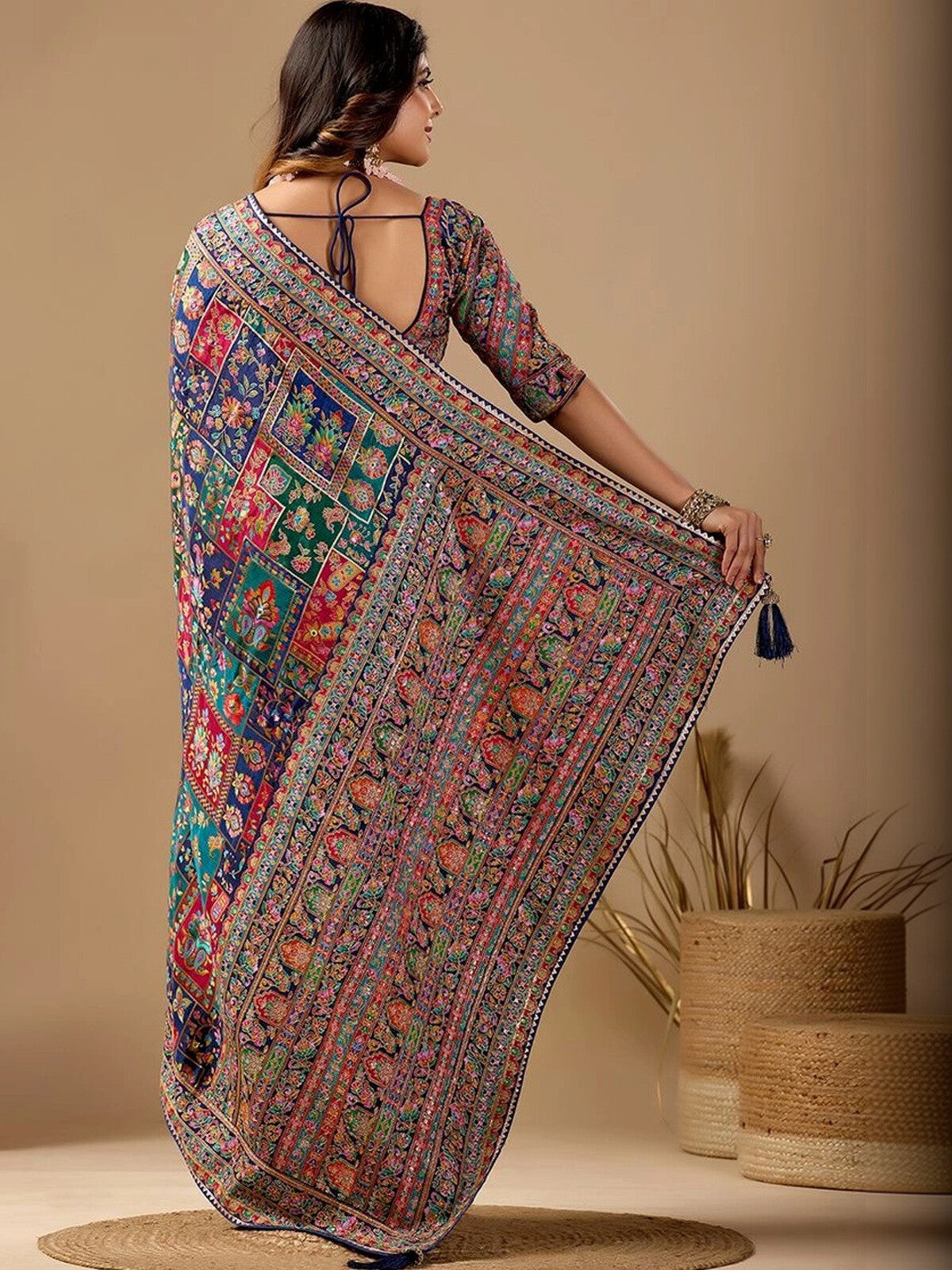 Multicoloured Banarasi Silk Blend Saree.