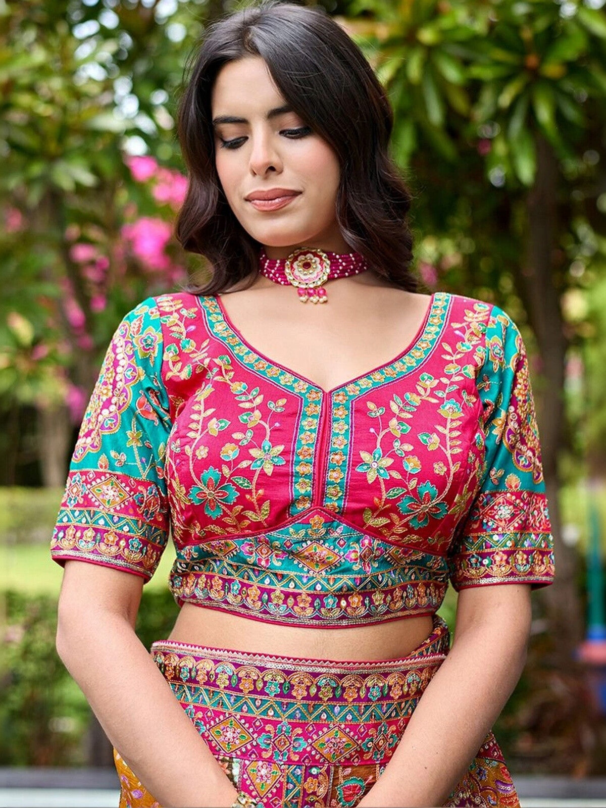 Paisley Embroidered Designer Mustard Saree.